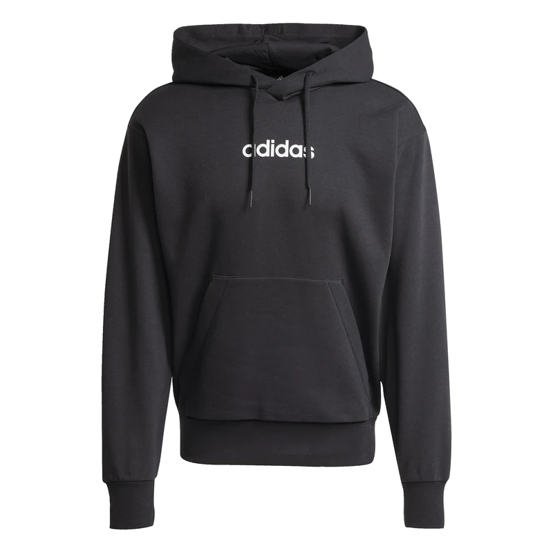 adidas Men's ESSENTIALS LINEAR FLEECE HOODIE, black/white, XXL