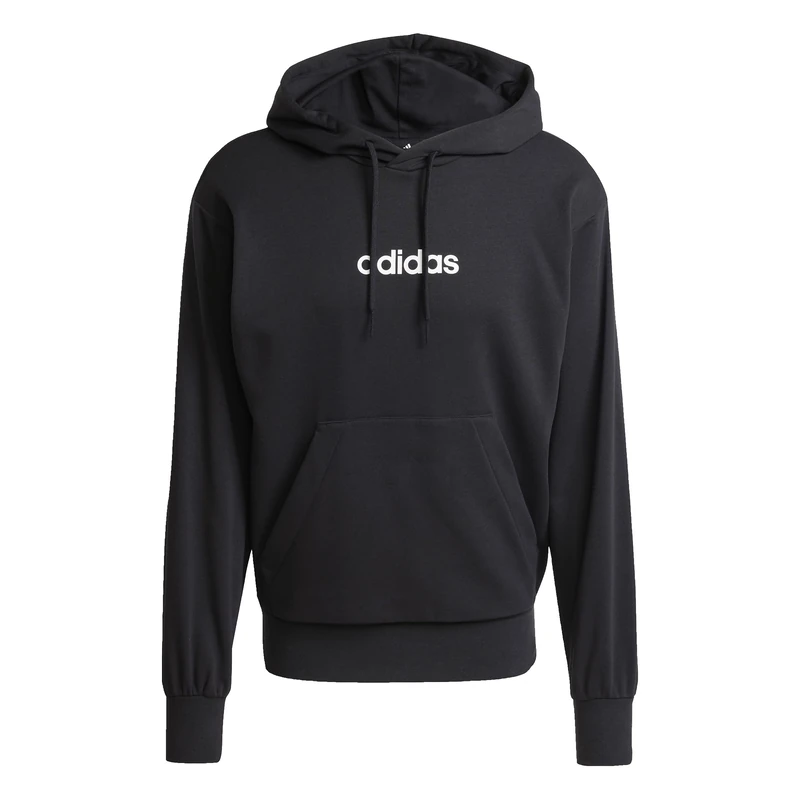adidas Men's ESSENTIALS LINEAR FRENCH TERRY HOODIE, black/white, S