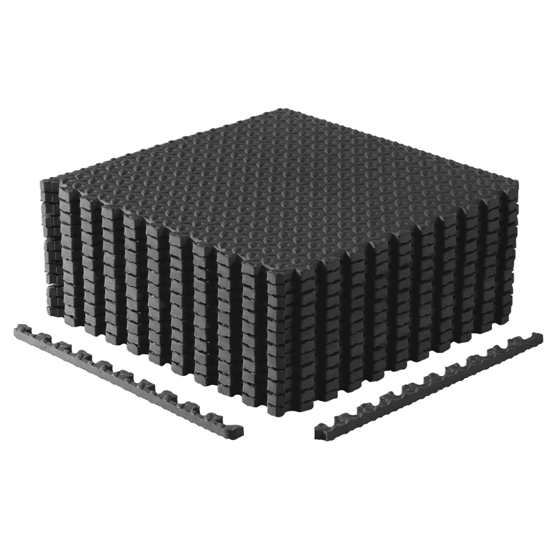 CAP Barbell 2-Pack of Exercise Puzzle Mats 24"x24" x 3/4" Diamond Pattern-Black