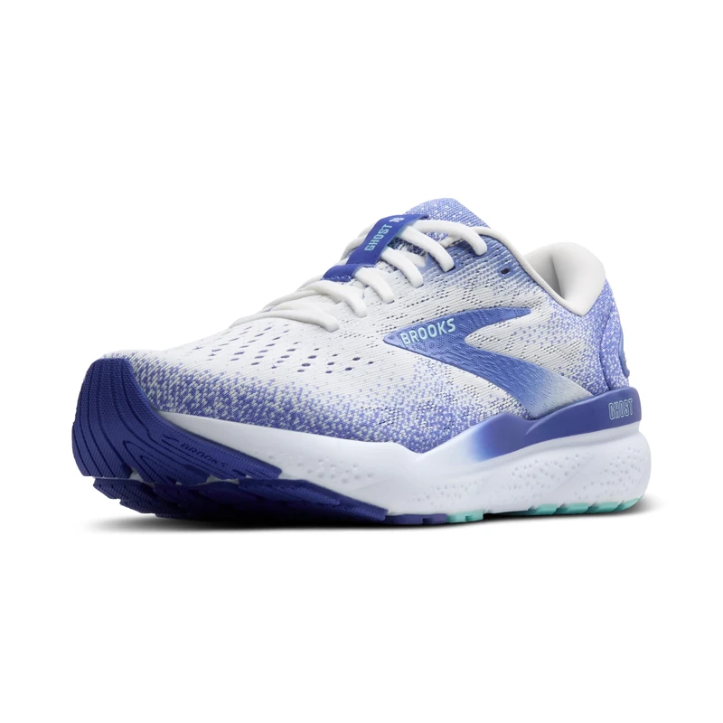 BROOKS Womens Ghost 16 Sneaker, White Amparo Blue Limpet Shell, 6 UK - Image 1