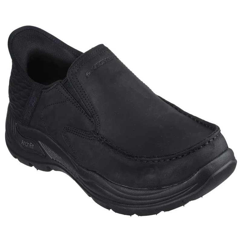 Skechers USA Men's Arch Fit Motley-Milo Moccasin, Black/Black, 7.5 X-Wide