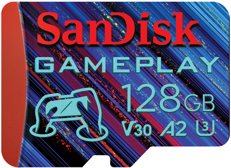 SanDisk 128GB Gameplay micro SD card for mobile/handheld gaming consoles, up to 190 MB/s, for more demanding games, AAA-/3D-/VR-Grafik, 4K-UHD-Videos, A2, V30, U3
