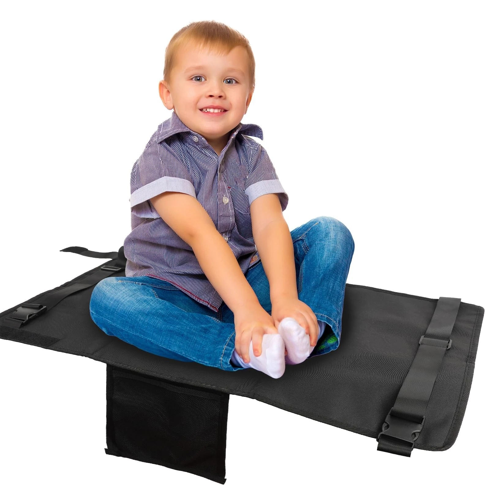 DINGBLUE Toddler Airplane Bed - Toddler Airplane Seat Extender Aeroplane Bed for Children Portable Foot Hammock for Kids Baby Plane Travel Essentials to Lie Down Rest on Plane (Black)