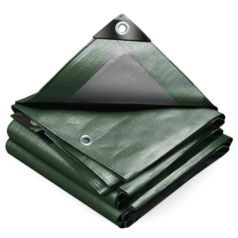 VOUNOT 1.5x6m Waterproof Tarpaulin Ultra Heavy Duty 240 g/m² Tarp Large Ground Camping Sheet with Aluminum Eyelets for Outdoor Furniture Caravan Car Cover, Green