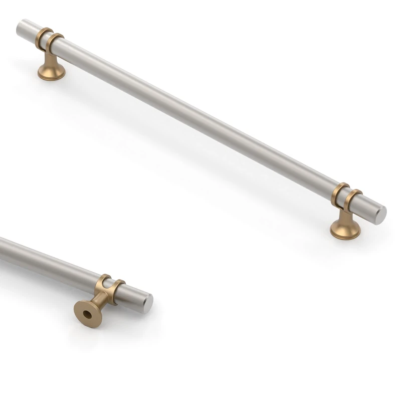 Asidrama 10 Pack 8.8 Inch(224mm) Brushed Satin Nickel and Champagne Bronze Kitchen Cabinet Handles, Cabinet Pulls Kitchen Cabinet Hardware Cupboard Handles Drawer Pulls