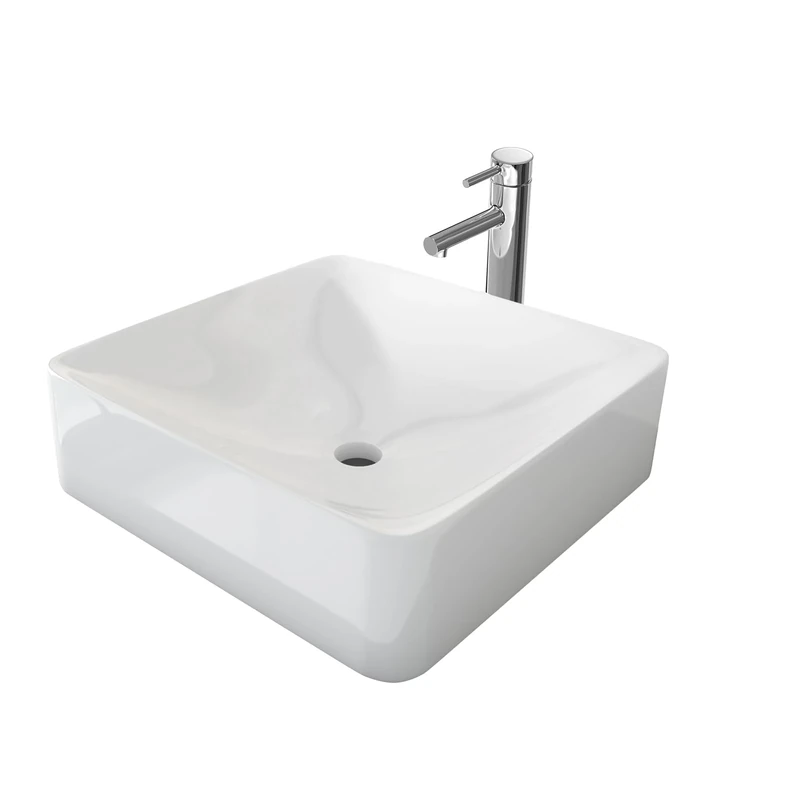 EMKE Countertop Washbasin, 40 x 40 x 12 cm, Small Washbasin, Guest Toilet, Hand Washbasin, Bathroom, Ceramic Washbasin, Countertop Basin, Square Washbasin, White