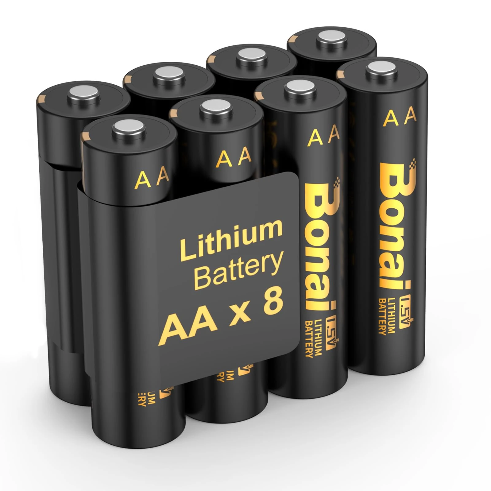 BONAI 3500 mAh AA Lithium Batteries Pack of 8, Long Lasting Lithium AA Battery for Devices Need Stable Full 1.5V [ Disposable AA Batteries ]
