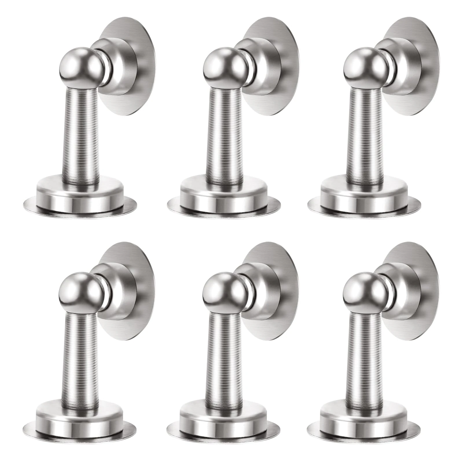 Shackcom Door Stopper 6 Pack, Magnetic Door Stop Stainless Steel, with Double-Sided Adhesive Tape for Wall and Floor Mounting Hold Your Door Open