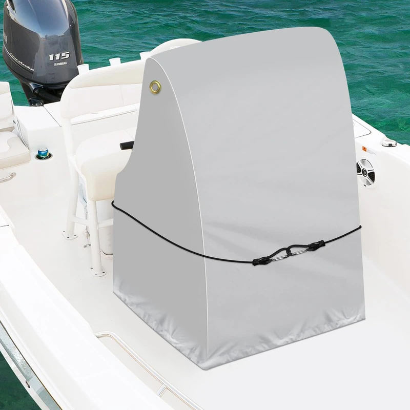 Caminor Boat Center Console Cover - Waterproof & Windproof, Heavy Duty Marine Grade Polyester, Gray, 40' L x 46' W x 45' H