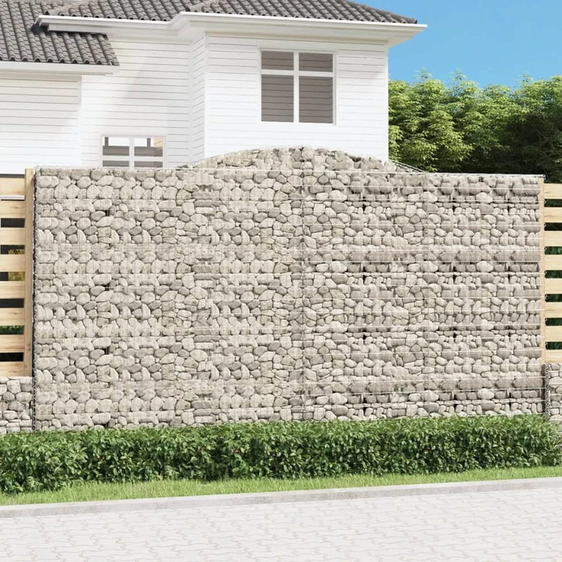 Tidyard Gabion Baskets Arched Gabion Cages Gabion Wall Mesh Wire Stone Basket Galvanised Iron Outdoor Spiral Planter Retaining Wall 400x50x220/240 cm Galvanised Iron Planter
