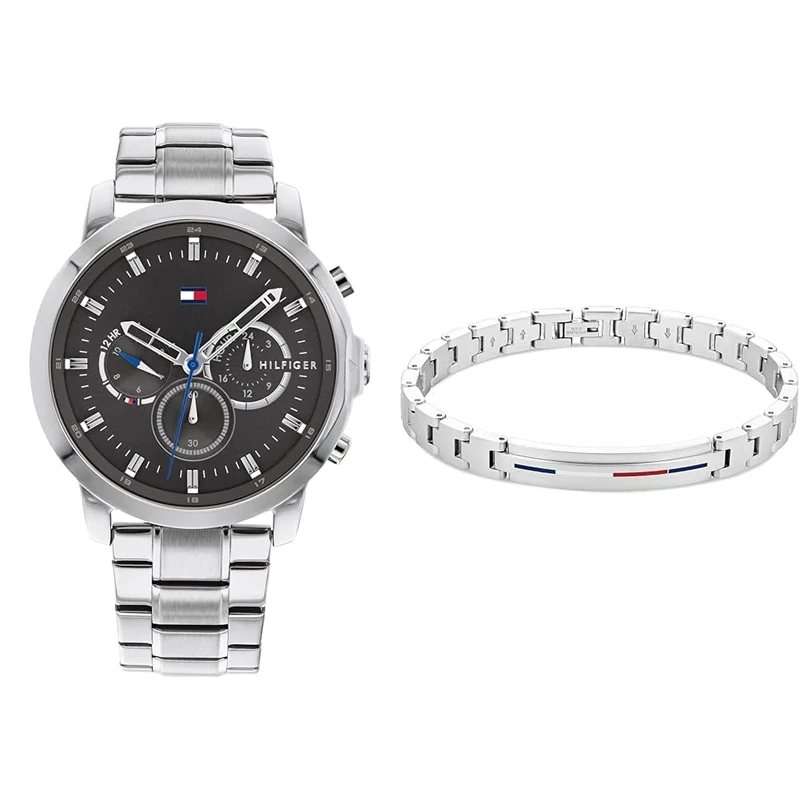 Tommy Hilfiger Analogue Multifunction Quartz Watch for Men & Stainless Steel Link Bracelet
