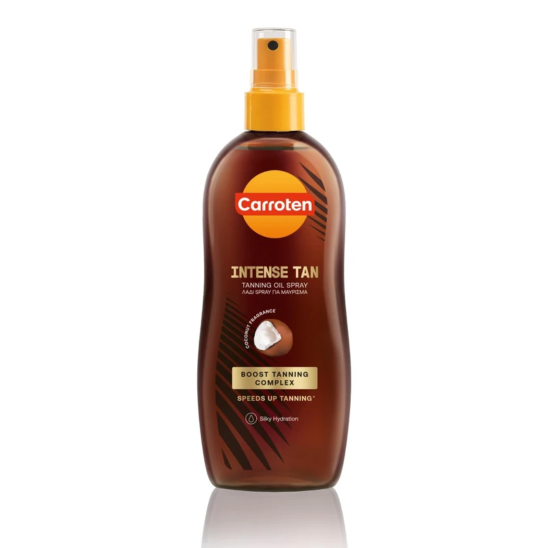 Carroten Intensive Tanning Oil SPF 0, 200 ml - Tan Accelerator with Carrot and Coconut Oils - Vegan Sun Tan Spray with Coconut Fragrance