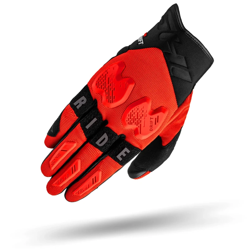 SHIMA DRIFT GLV Motorbike Gloves Men Leather Long Summer Biker Armoured Protectors Motorcycle Perforated Ventilated Reinforced Touchscreen Motorsport Glove Racing Motorbikes (Mens, Red, S)
