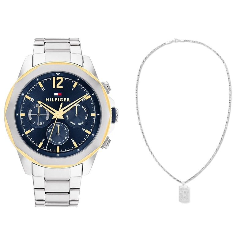 Tommy Hilfiger Analogue Multifunction Quartz Watch for Men & Pendant Necklace