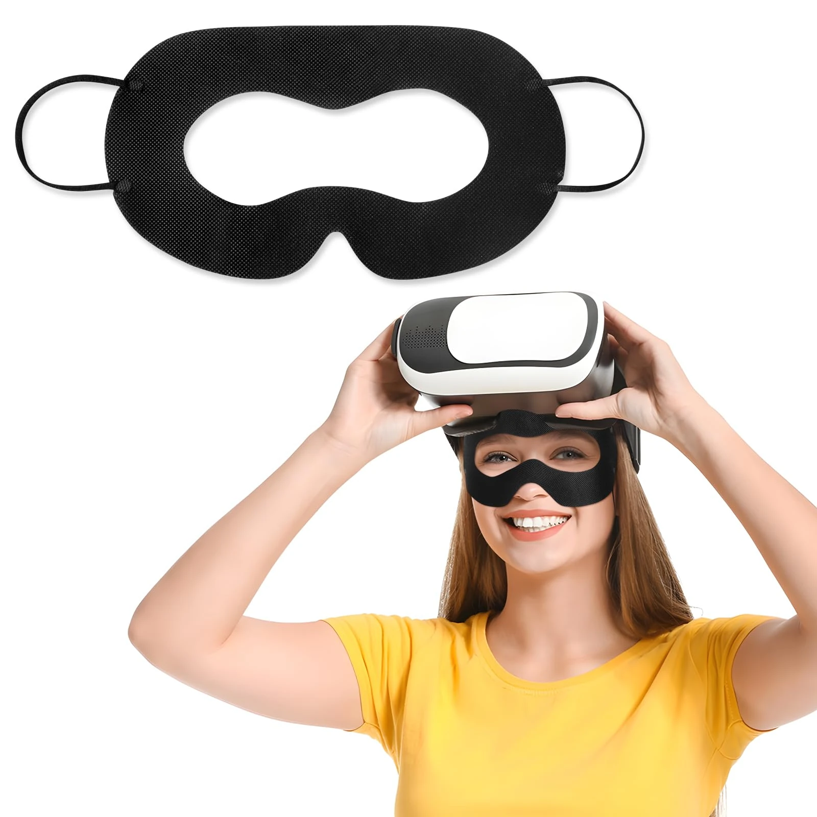 TamBee VR Face Cover Mask Disposable VR Face Eyes Mask Pad Compatible with Oculus Meta 3 Mask for 2 Face Pad Facial Interface, Accessories for Oculus 3(50Pcs, Black)