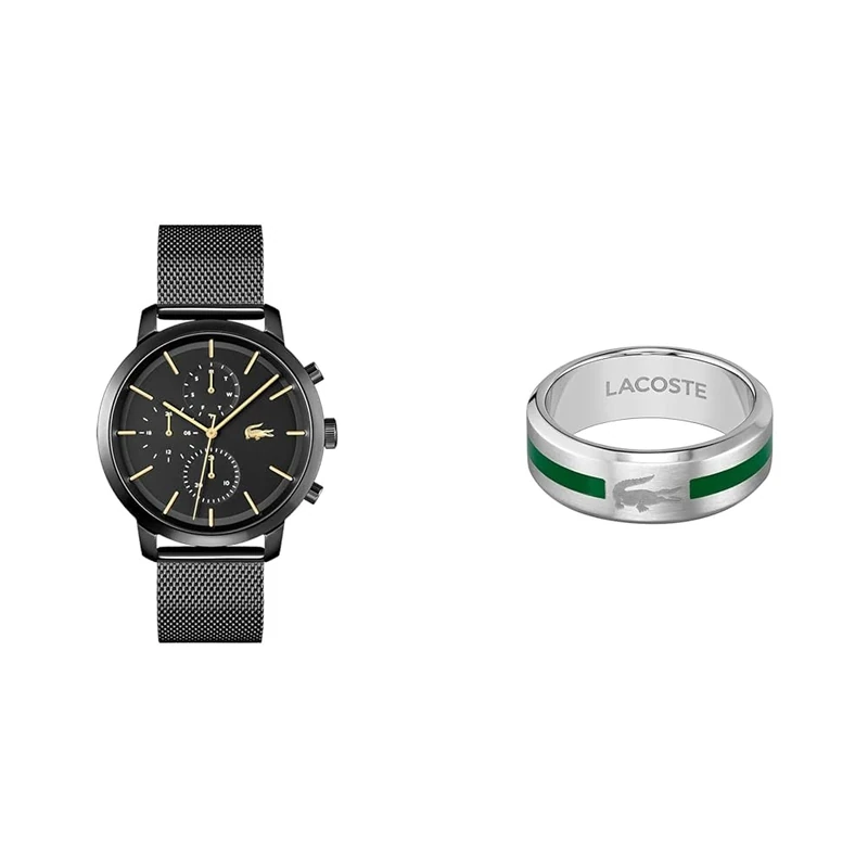 Lacoste Analogue Multifunction Quartz Watch for Men & Baseline Collection Ring