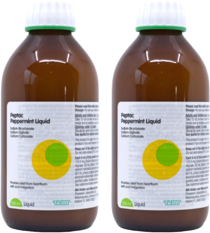 2 X Peptac Peppermint Liquid 500ml | Heartburn Reflux
