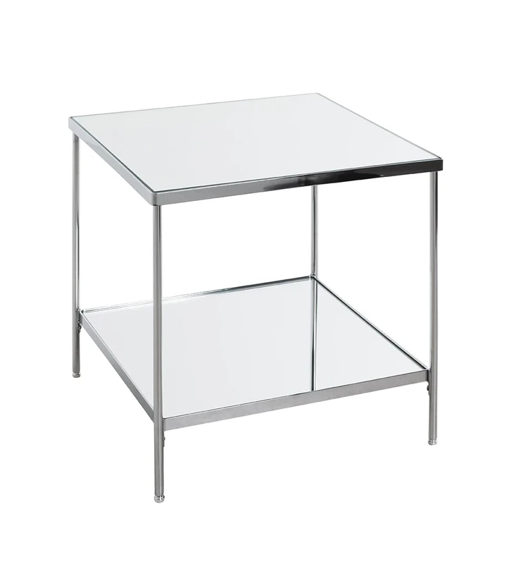 HAKU Möbel end table chrome, metal, mirror - Size: W 45 cm x H 46 cm x D 45 cm, Style: Art Deco