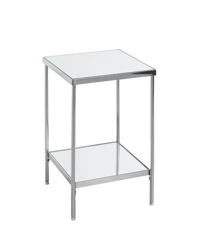 HAKU Möbel end table chrome, metal, mirror - Size: W 28 cm x H 46 cm x D 28 cm, Style: Art Deco