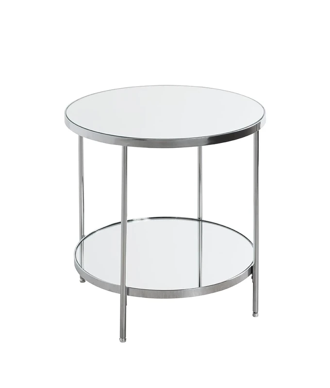 HAKU Möbel end table chrome, metal, mirror - Size: H 46 cm x Ø 44 cm, Style: Art Deco