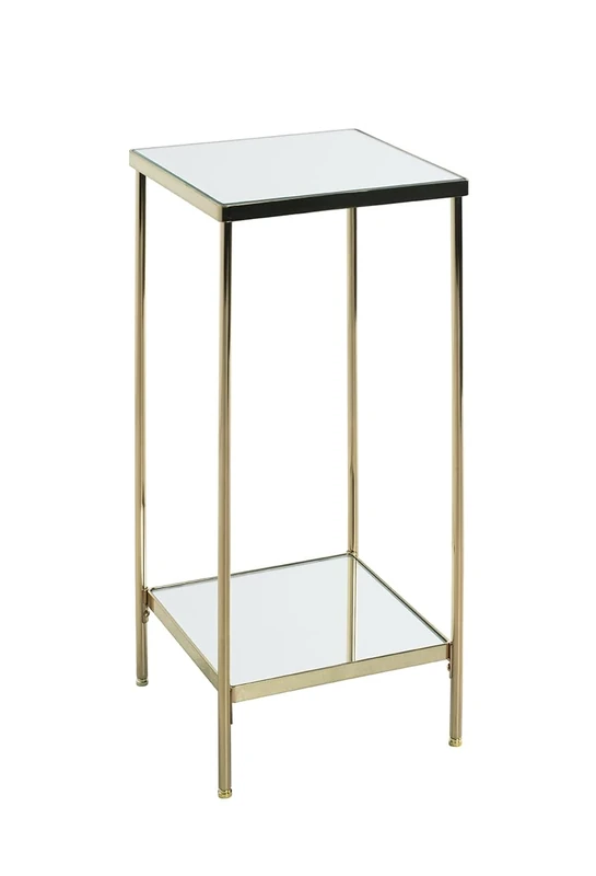 HAKU Möbel flower column brass-coated, metal, mirror - Size: W 28 cm x H 66 cm x D 28 cm, Style: Art Deco