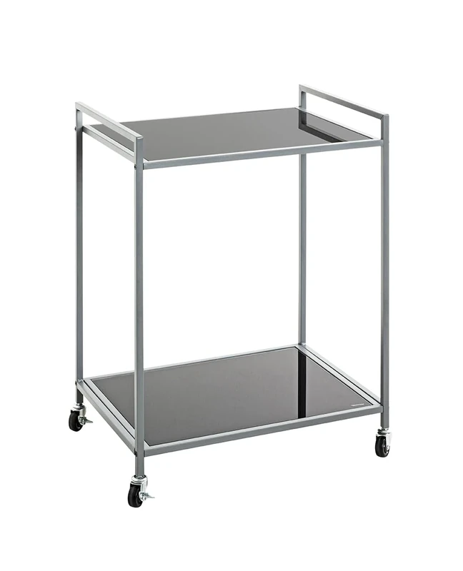 HAKU Möbel Trolley Grey, Metal, Tempered Glass - Size: W 50 cm X H 69 cm X D 36 cm, Style: Modern