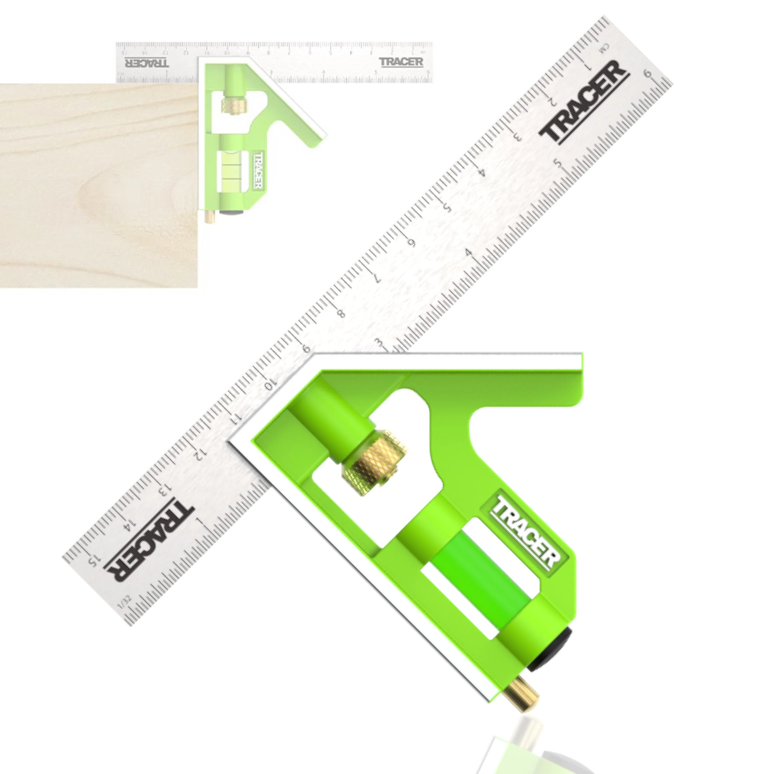 TRACER Combination Square 150mm (6 Inch). 45/90 degree Measuring Tool with built in Spirit Level and Scribe Tool. Metric & Imperial scales. Stainless Steel