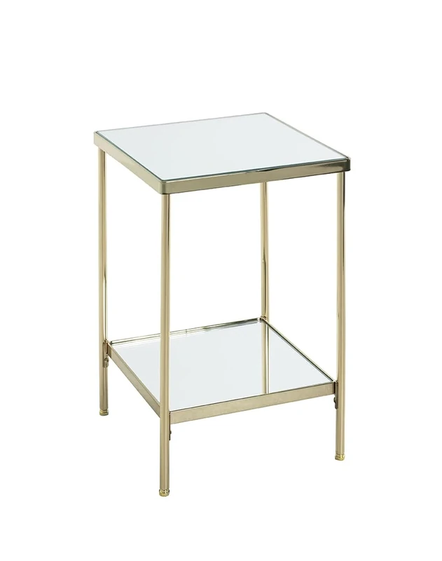 HAKU Möbel end table brass-coated, metal, mirror - Size: W 28 cm x H 46 cm x D 28 cm, Style: Art Deco