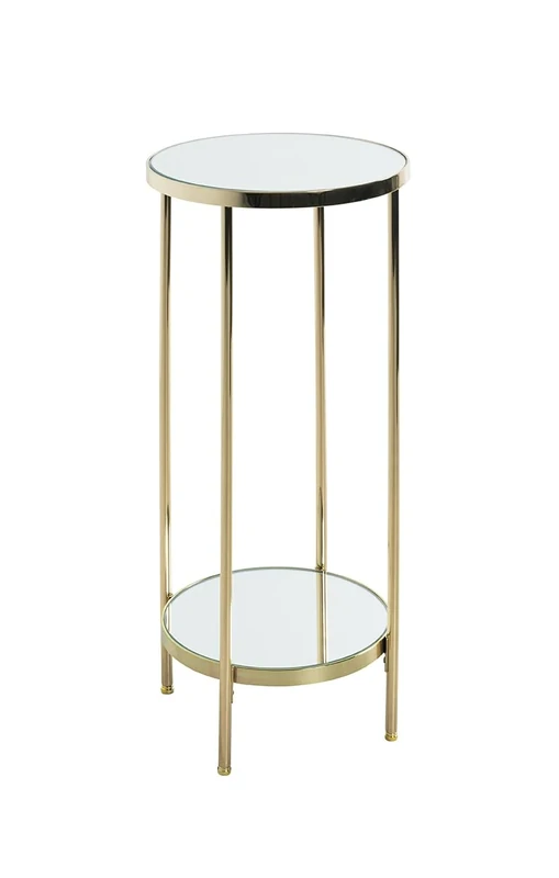 HAKU Möbel flower column brass-coated, metal, mirror - Size: H 66 cm x Ø 28 cm, Style: Art Deco
