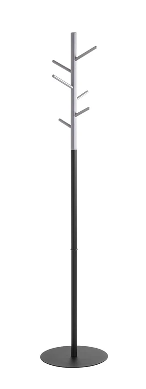 HAKU Möbel Hall-Tree Grey, Black, Solid Wood, Metal, Steel Tube - Size: H 170 cm X Ø 36 cm, Style: Modern