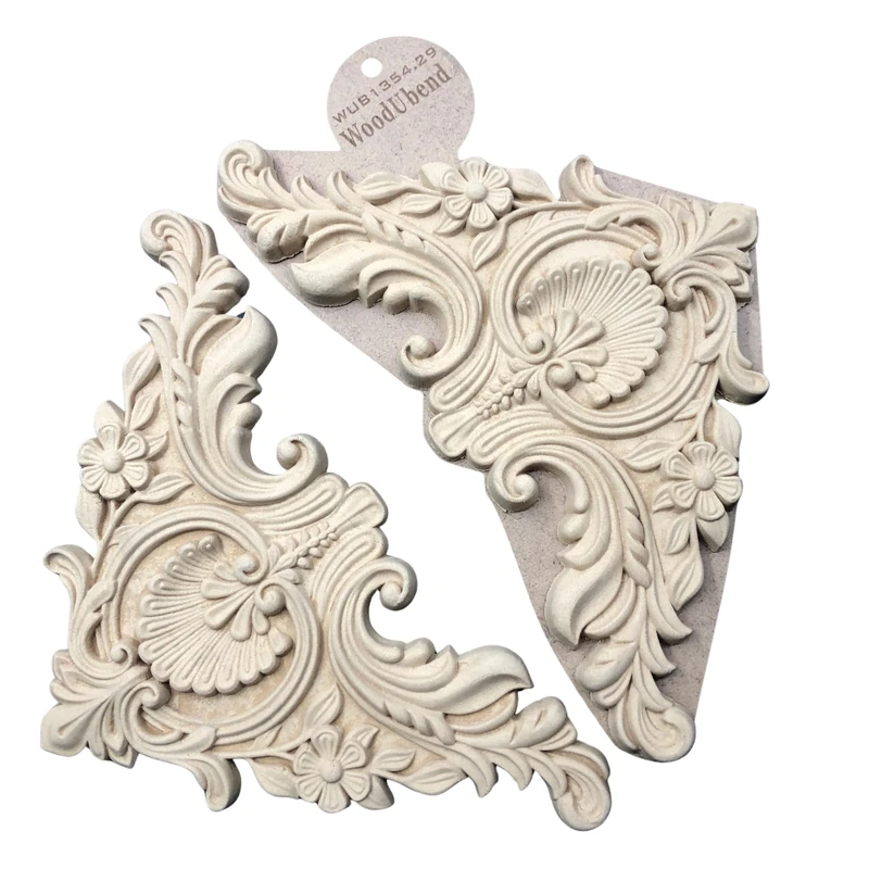 WoodUbend WUB1354.29 Pack of 2 Baroque Pediments - Wood Appliques - Bendable & Flexible Onlays 17x29cm - DIY Craft, Furniture & Home Decor - Easy to Apply & Paint - Versatile, Reusable & Durable