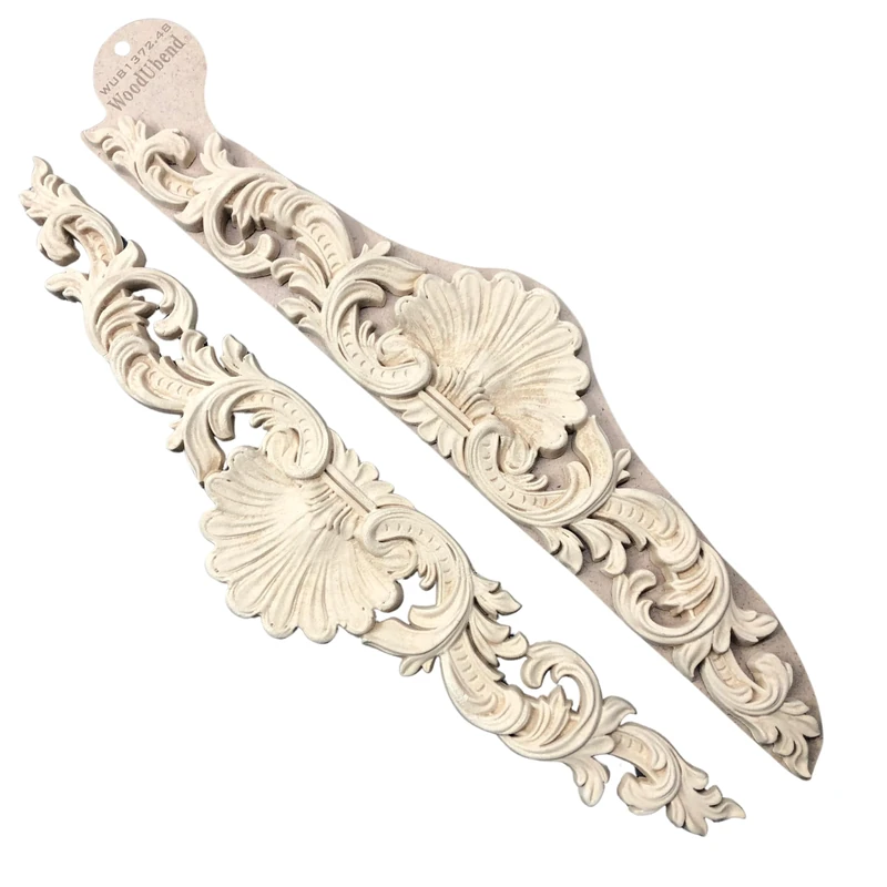 WoodUbend WUB1372.48 Pack of 2 Pediments - Wood Appliques - Heat Bendable & Flexible Onlays 9.8x47.5cm - DIY Craft, Furniture & Home Decor - Easy to Apply & Paint - Versatile & Reusable Decals