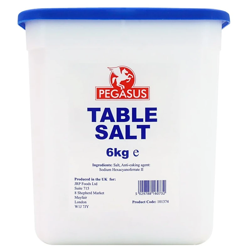 Pegasus Table Salt Tub 6kg, Fine Grain Salt for Cooking, Baking, Seasoning and Everyday Kitchen Use, Bulk 6kg Catering Tub, Easy-Store Container, (Pack of 1)