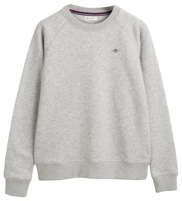 GANT Unisex Kinder SHIELD C-NECK Sweatshirt, LIGHT GREY MELANGE,