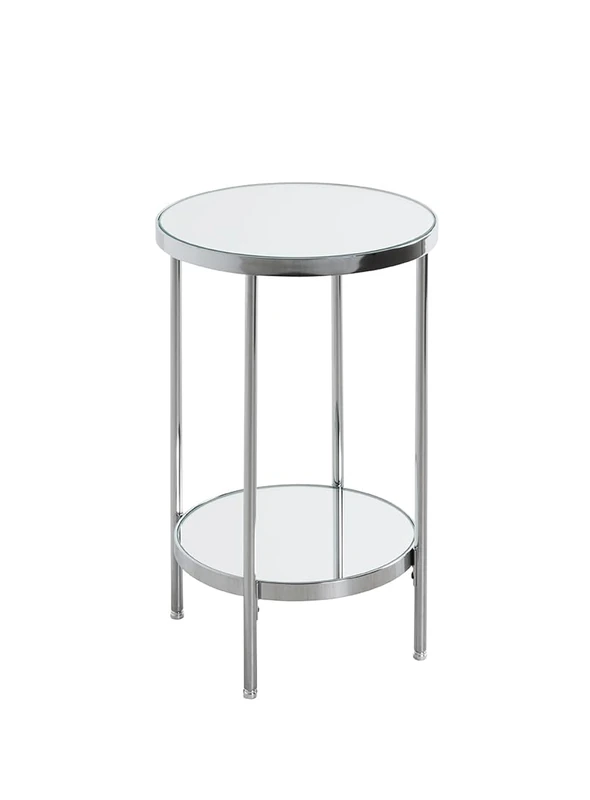 HAKU Möbel end table chrome, metal, mirror - Size: H 46 cm x Ø 28 cm, Style: Art Deco