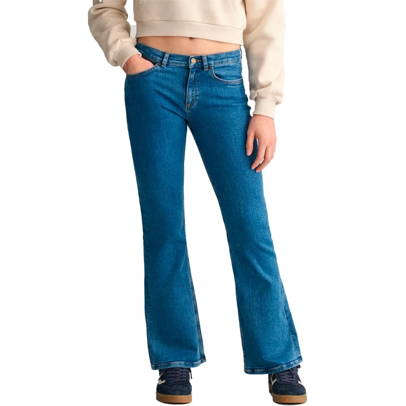 GANT Girls' Bootcut Jeans, Mid Blue, 158