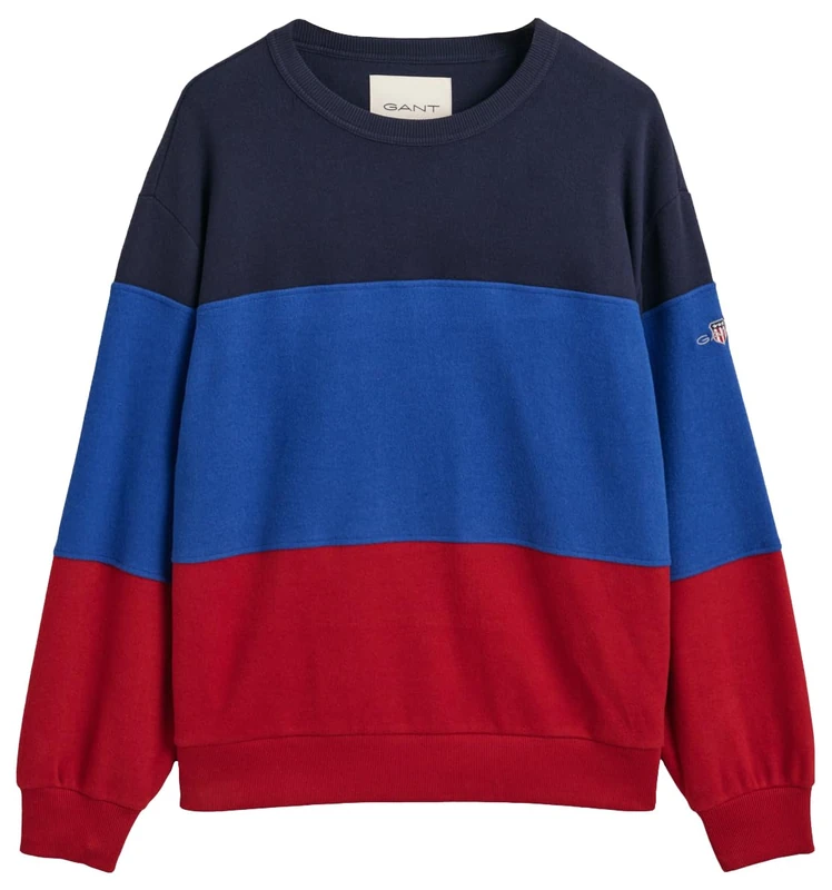 GANT Men's Colorblock C-Neck Sweatshirt, Shadow Rose, L