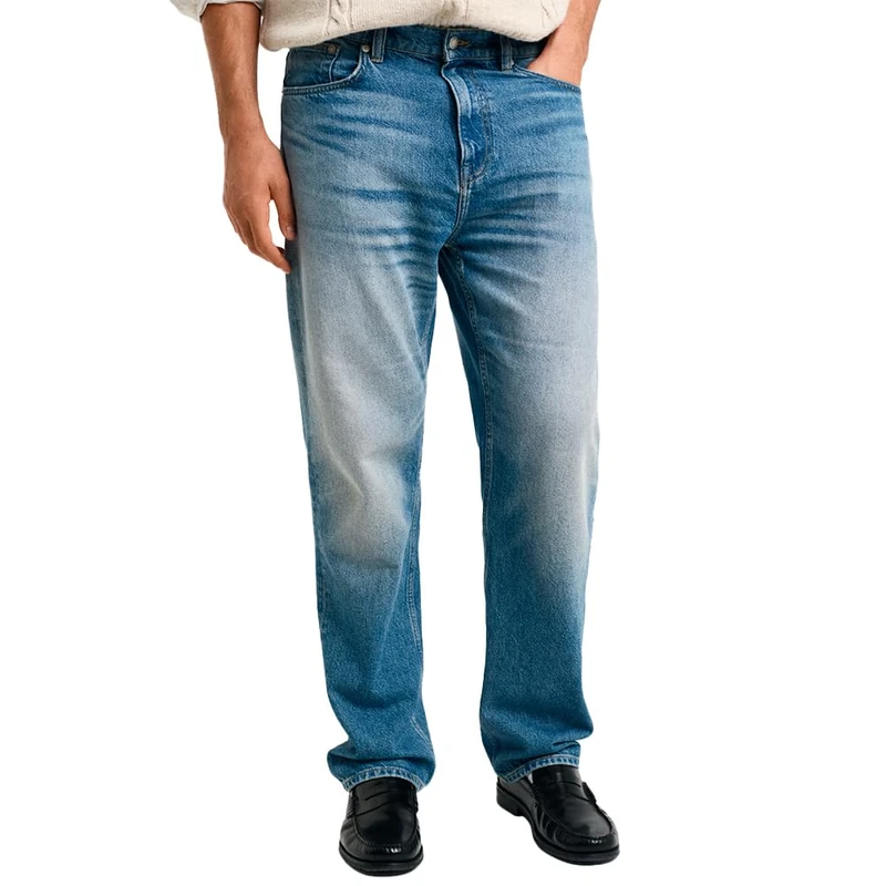 GANT Straight Fit Jeans, Semi Light Blue Vintage, 36 W/34 L