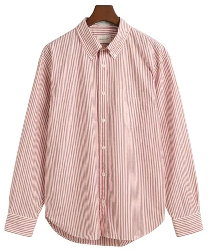 GANT Men's Rel Heritage Poplin Stripe Shirt Dress, Strong Coral, L