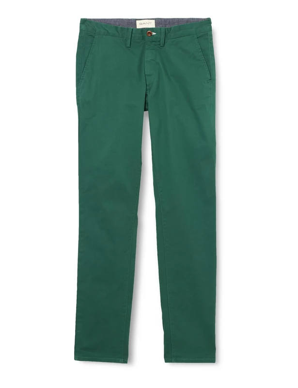 GANT Men's Slim Twill Chinos Classic Trousers, Woody Green, 32 W/34 L