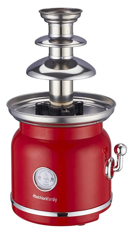 Melchioni Family | Chocolate Fountain with 3 Levels with Heating Function and Motor Function, 90 W, Red