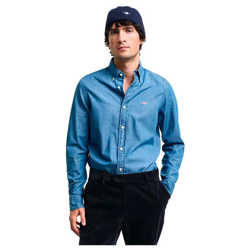GANT Men's Slim Indigo Bd Dress Shirt, Semi Light Blue, 3XL