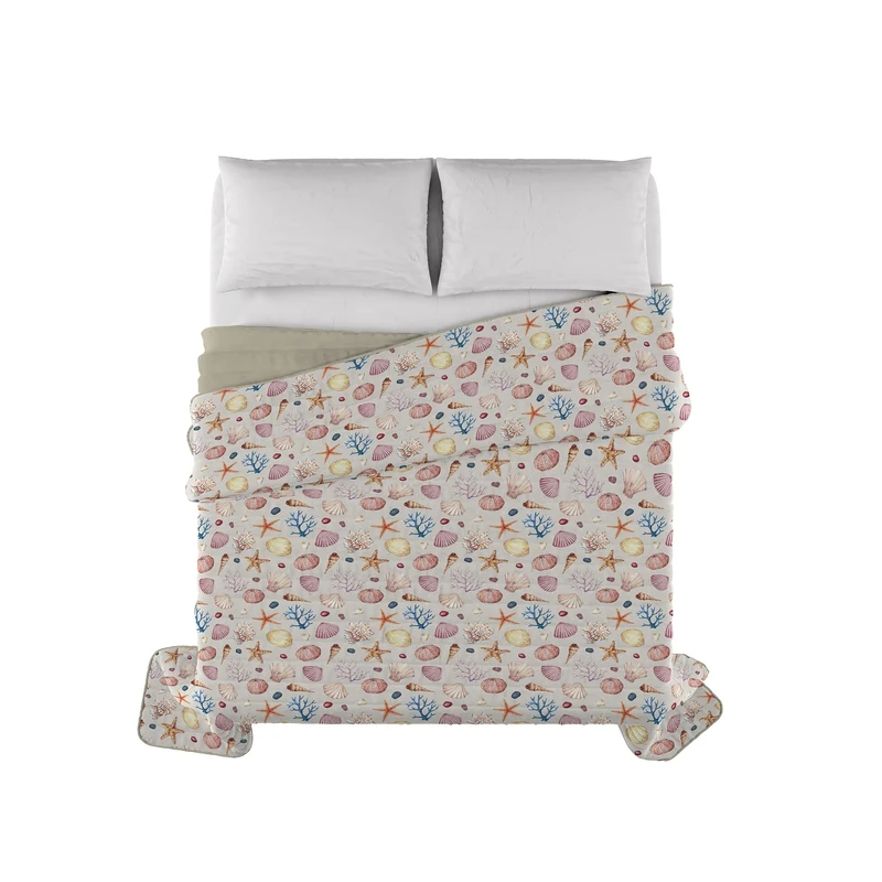 Italian Bed Linen Fantasy Marea Printed Summer Quilt, Microfibre, 260 x 270 cm