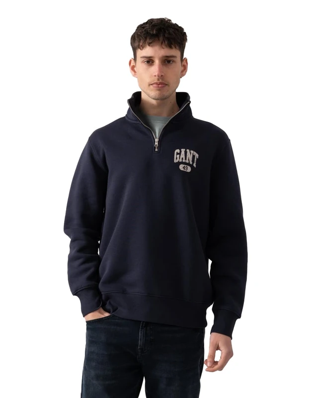 GANT Men's Seasonal Graphic Halfzip Sweat Sweatshirt, Evening Blue, 5XL - Image 1