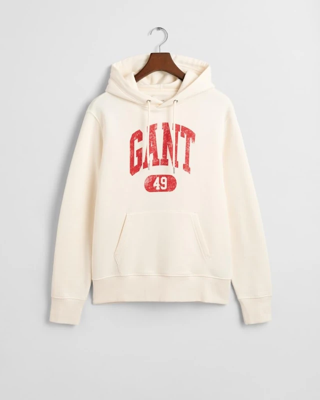 GANT Men's Seasonal Graphic Hoodie Hooded Sweatshirt, Cream, XXL
