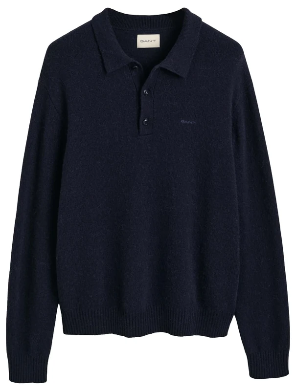 GANT Wool Blend Polo Shirt, Evening Blue, S