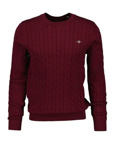GANT Cotton Cable C-Neck, Ruby red, XXXXXL
