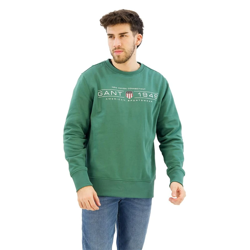 GANT Men's Graphic C-Neck Sweatshirt, Woody Green, XXL