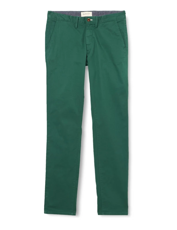 GANT Men's Slim Twill Chinos Dress Pants, Woody Green, 34 W/34 L