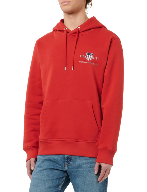 GANT Men's Reg Medium Archive Shield Hoodie, ruby red, XXL